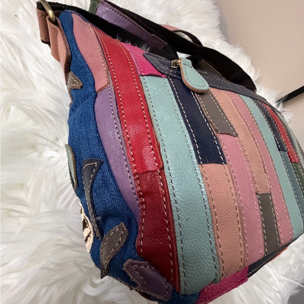 Ameri Leather Multicolor Striped Crossbody Bag - image 5